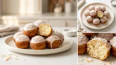 Mini pączki kokosowe bez drożdży – gotowe w kilka minut, z lukrem i kokosem